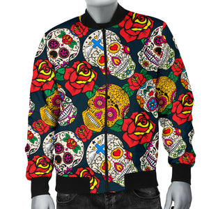 Suger Skull Pattern Background Men Bomber Jacket