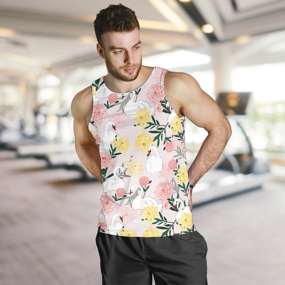 Swan Flower Pattern Men Tank Top