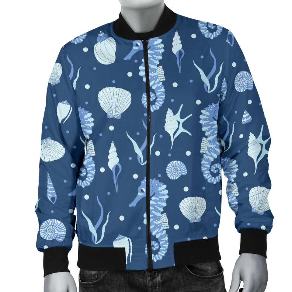 Seahorse Shell Pattern Men Bomber Jacket