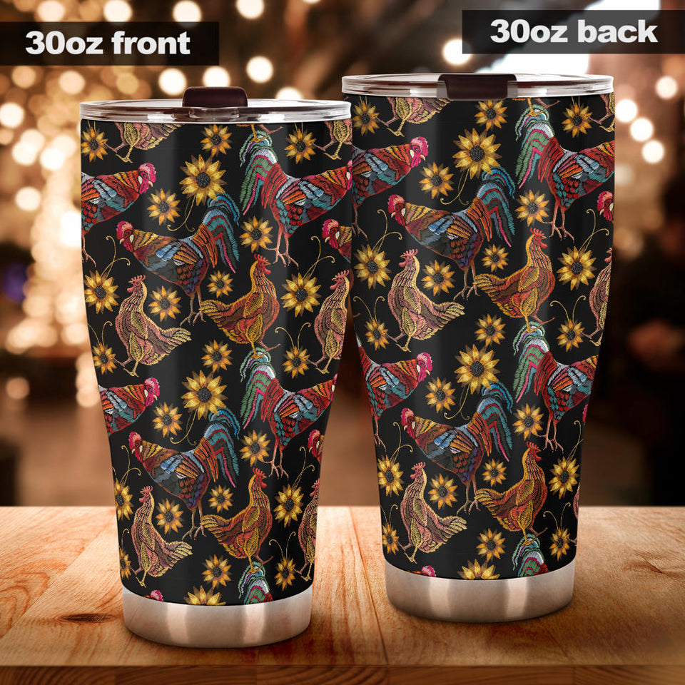 Rooster Chicken Flower Pattern Tumbler