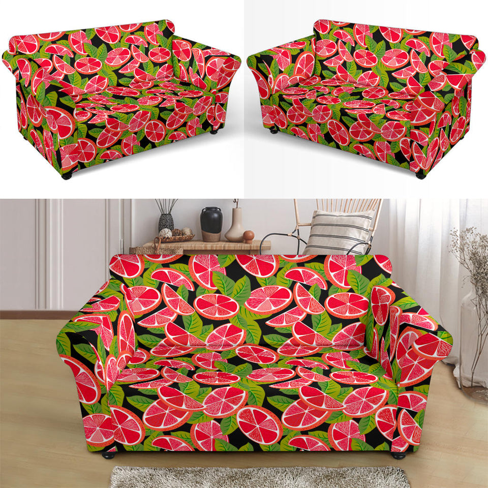 Grapefruit Leaves Pattern Loveseat Couch Slipcover