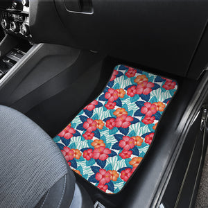 Hibiscus Pattern Print Design 05 Front and Back Car Mats