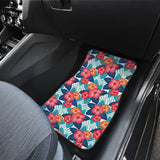 Hibiscus Pattern Print Design 05 Front and Back Car Mats