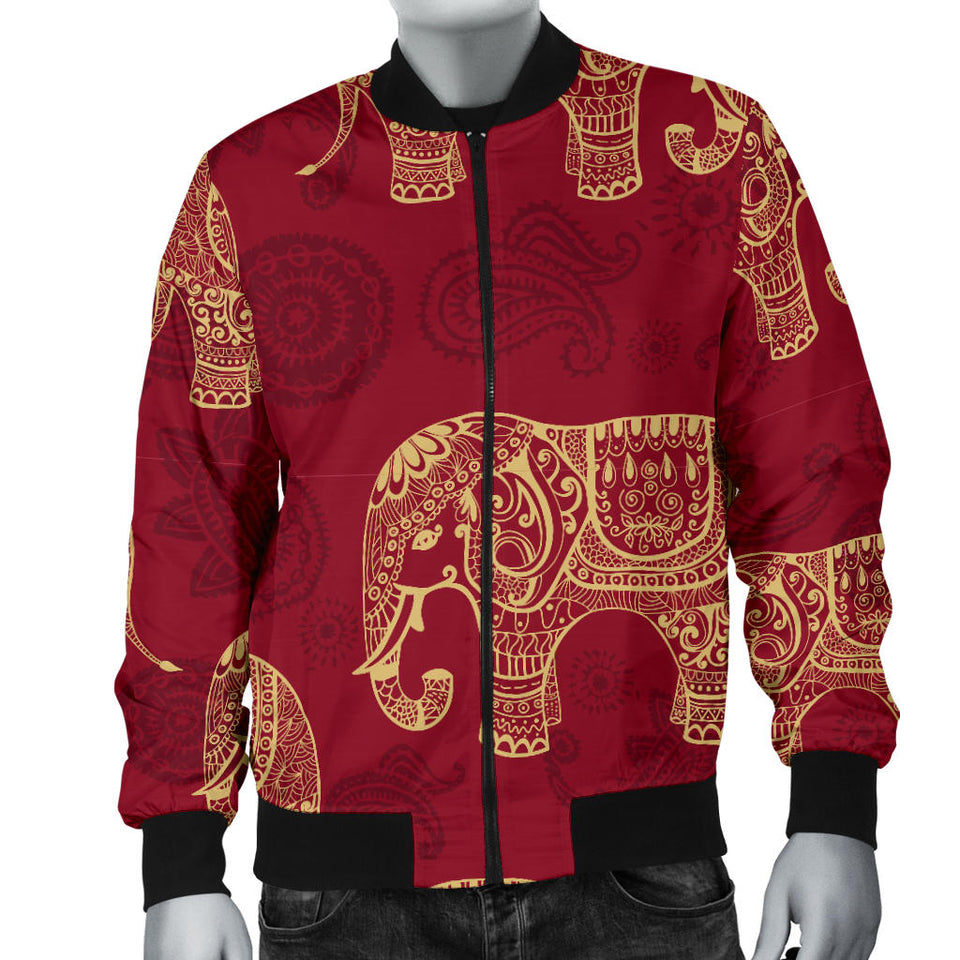 Elephant Tribal Pattern Men Bomber Jacket