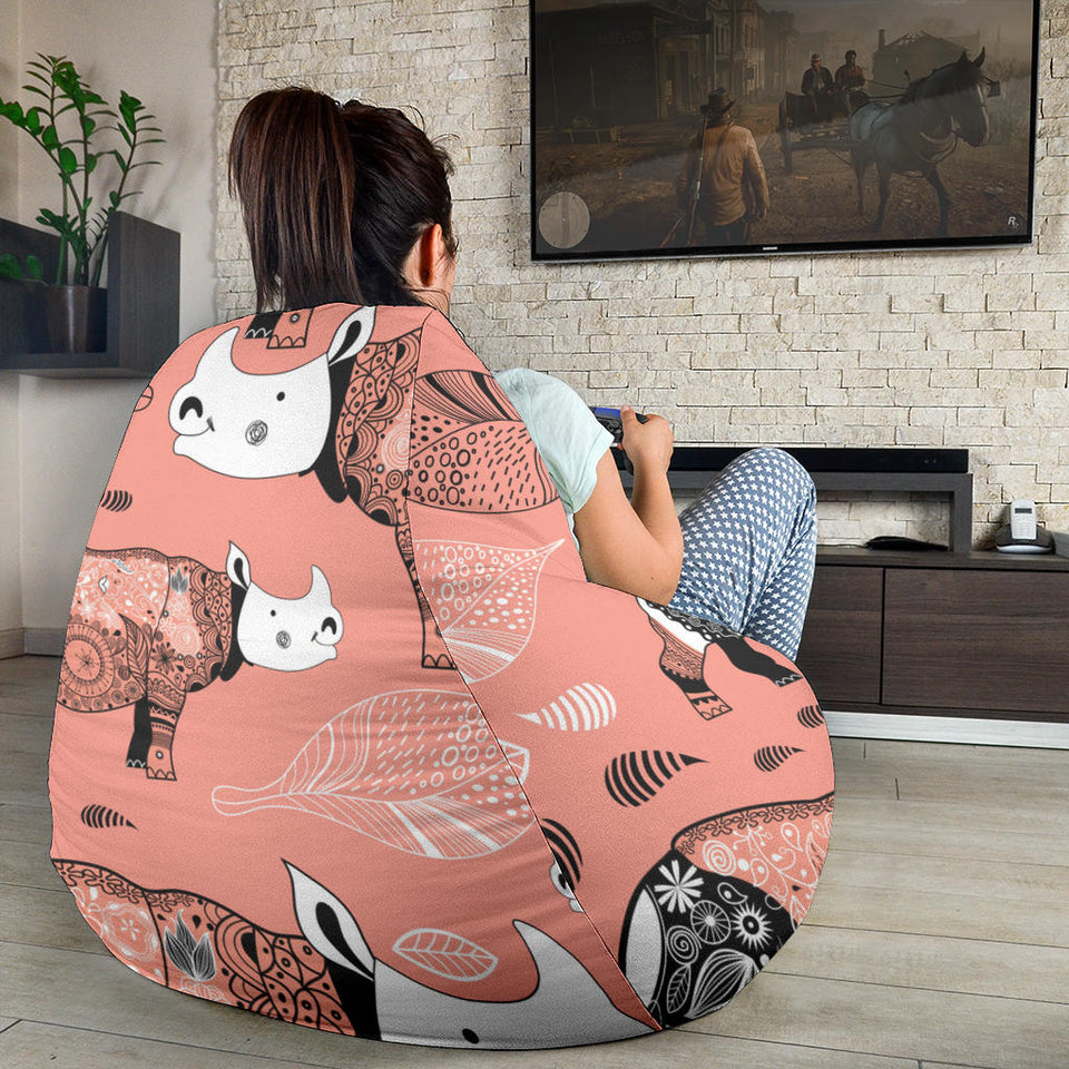 Rhino Tribal Pattern Bean Bag Cover