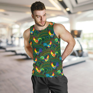 Rooster Chicken Pattern Theme Men Tank Top