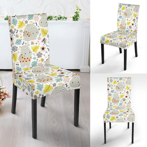 Hippopotamus Pattern Print Design 05 Dining Chair Slipcover