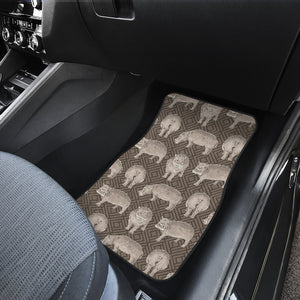 Hippopotamus Pattern Print Design 04 Front and Back Car Mats