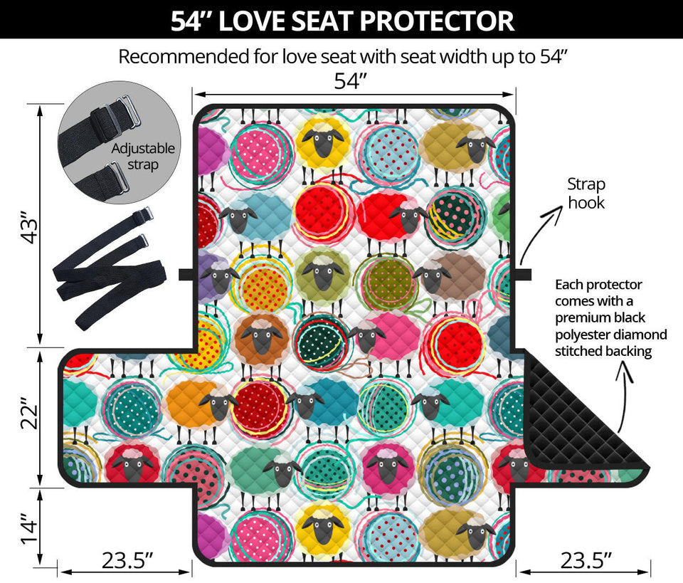 Colorful Sheep Pattern Loveseat Couch Cover Protector