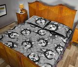 Siberian Husky Pattern Theme Quilt Bed Set