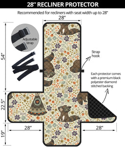 Raccoon Pattern Recliner Cover Protector