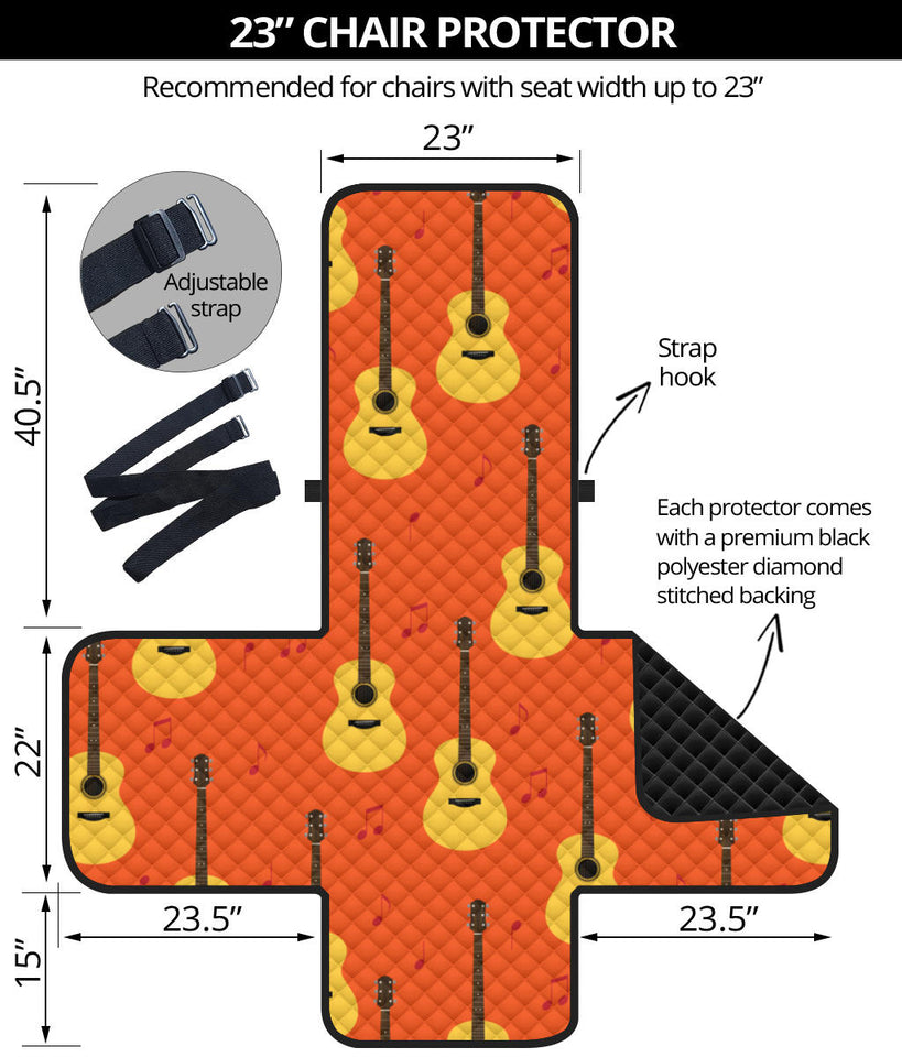 Classice Guitar Music Pattern Chair Cover Protector