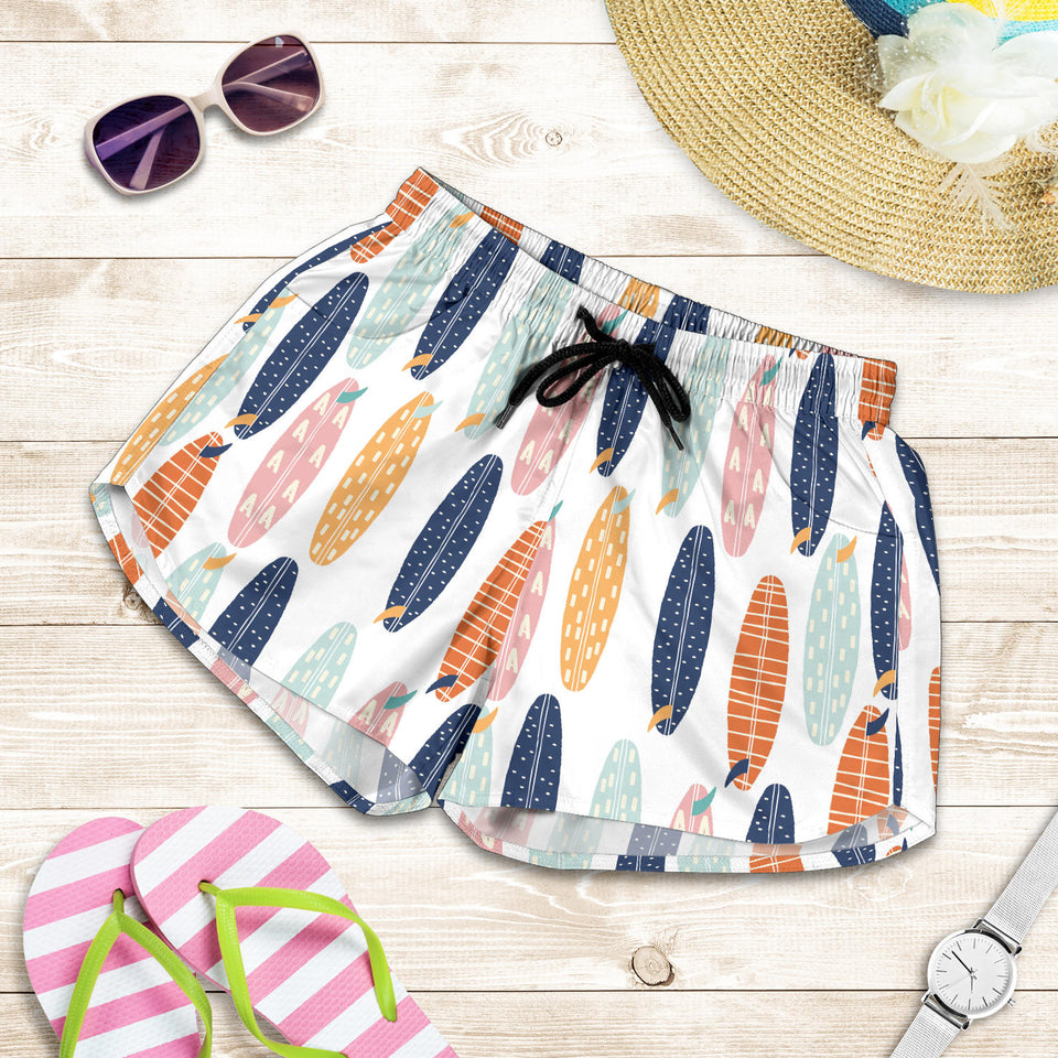 Surfboard Pattern Print Design 04 Women Shorts