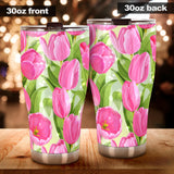 Pink Tulip Pattern Tumbler