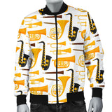 Saxophone Theme Pattern Men Bomber Jacket