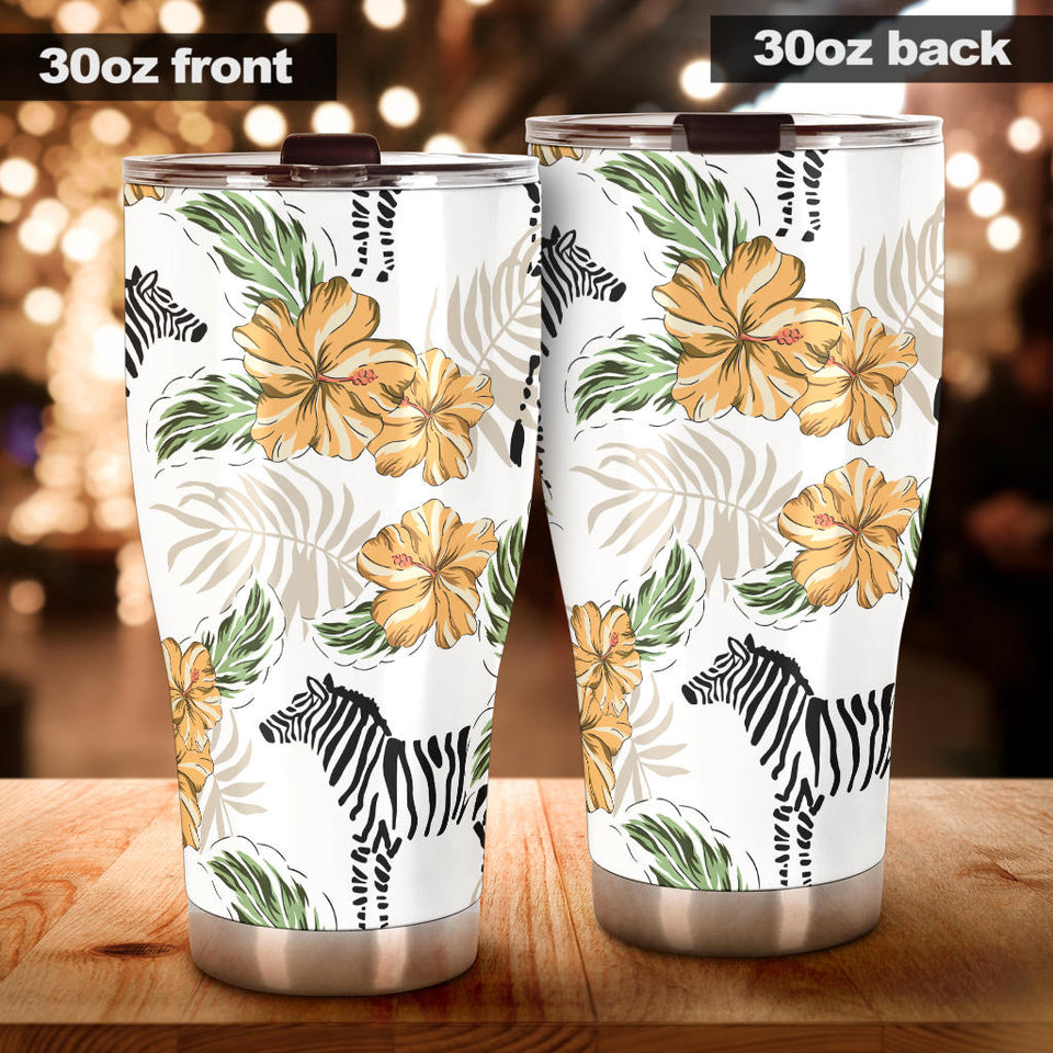 Zebra Hibiscus Pattern Tumbler