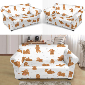 Pomeranian Yoga Pattern Loveseat Couch Slipcover