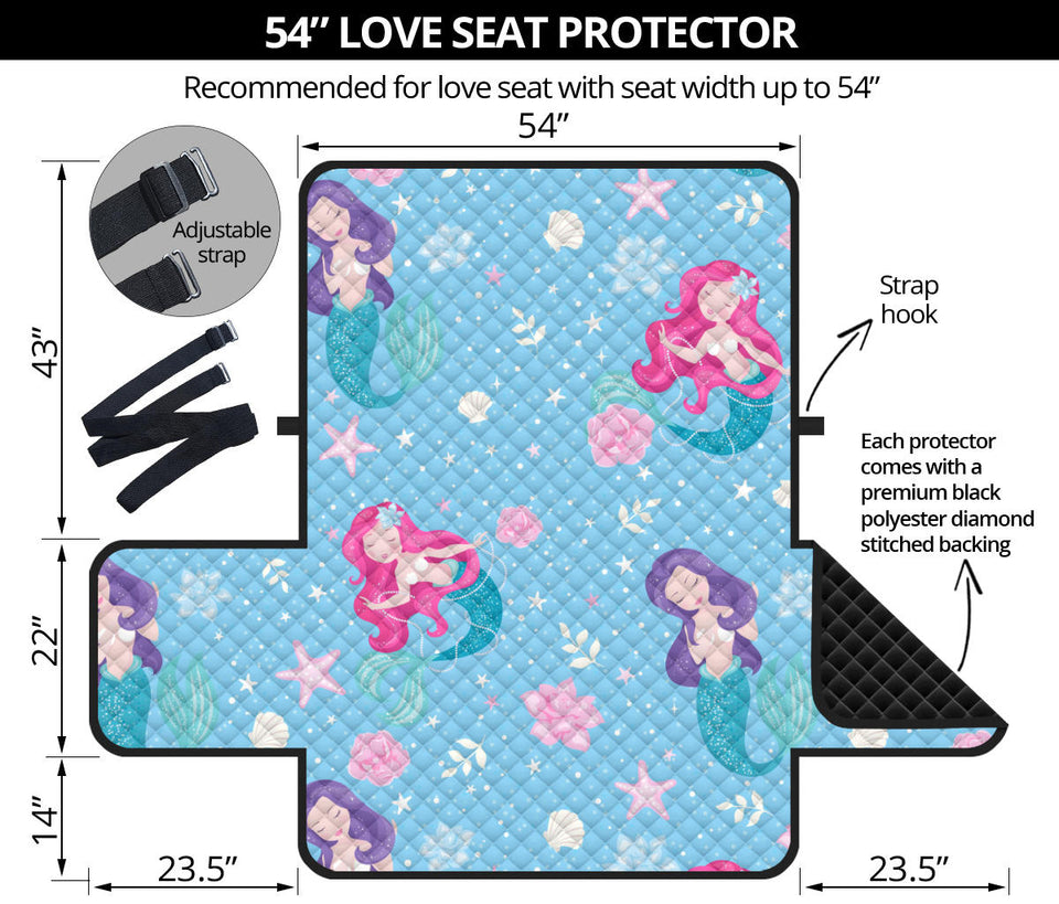 Cute Mermaid Pattern Loveseat Couch Cover Protector
