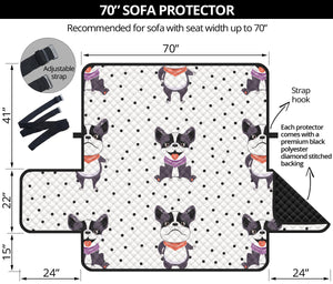 Cute Boston Terrier Pokka Dot Pattern Sofa Cover Protector
