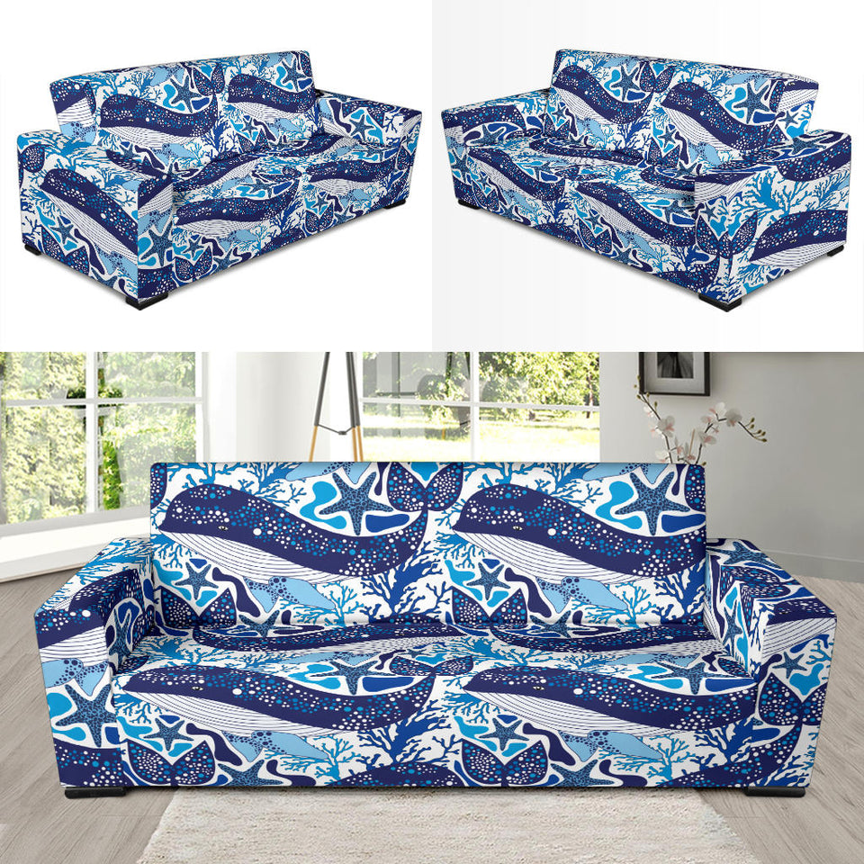 Whale Starfish Pattern Sofa Slipcover