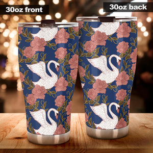 Swan Rose Pattern Tumbler