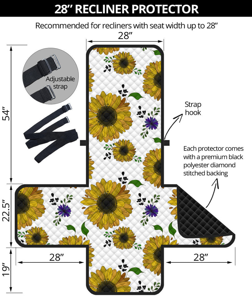 Sunflower Pattern Background Recliner Cover Protector