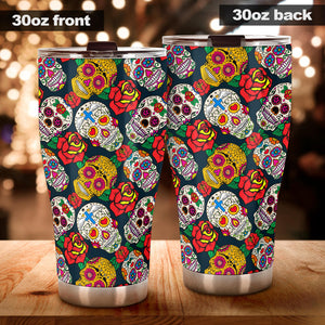 Suger Skull Pattern Background Tumbler