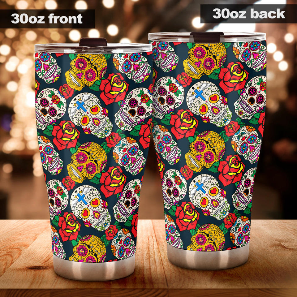Suger Skull Pattern Background Tumbler