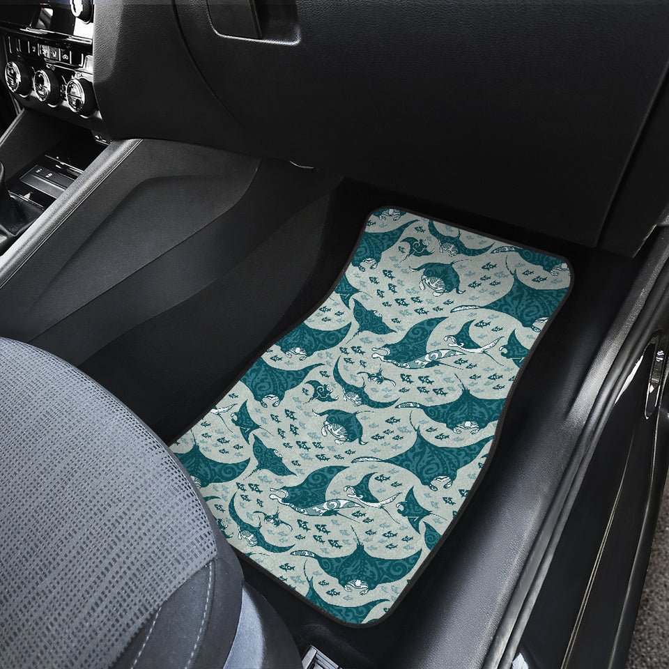 Stingray Pattern Print Design 01 Front and Back Car Mats