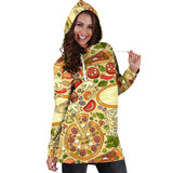 Pizza Pattern Background Women Hoodie Dress