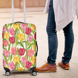 Pink Red Yellow Tulip Pattern Luggage Covers