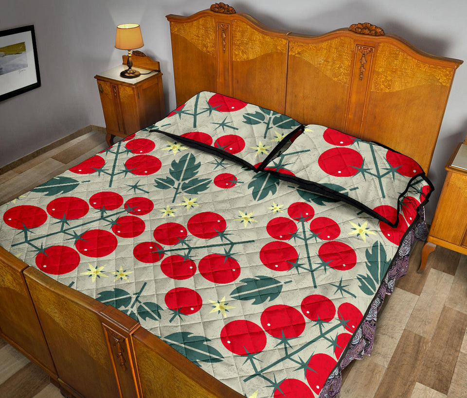 Hand Drawn Tomato Pattern Quilt Bed Set