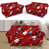 Electical Guitar Red Pattern Loveseat Couch Slipcover