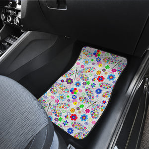 Dragonfly Color Flower Pattern Front Car Mats