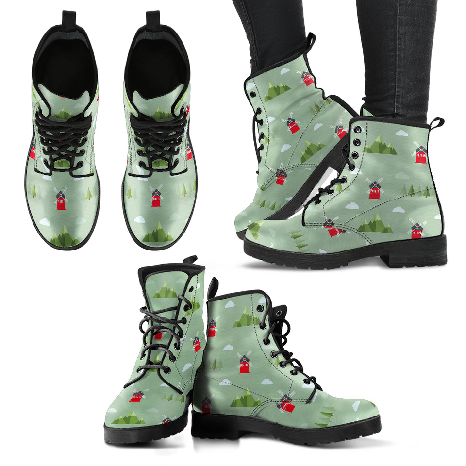 Windmill Green Pattern Leather Boots