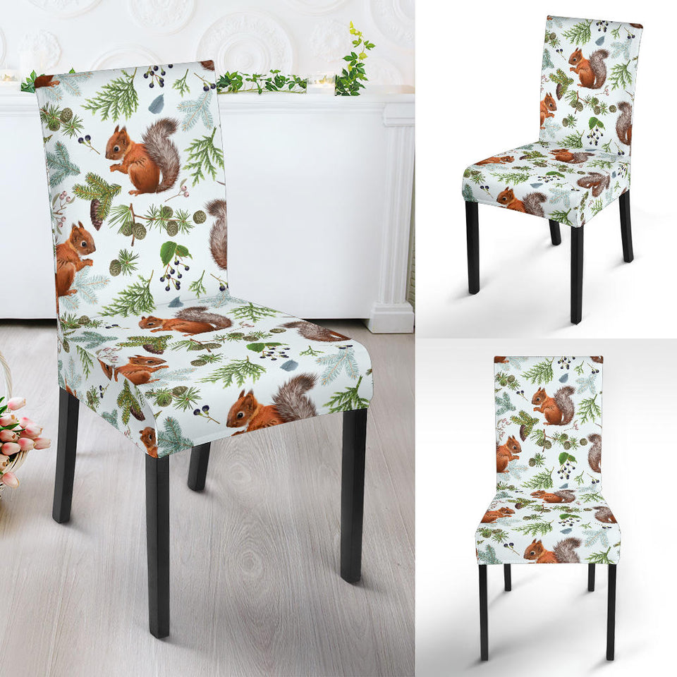 Squirrel Pattern Print Design 02 Dining Chair Slipcover