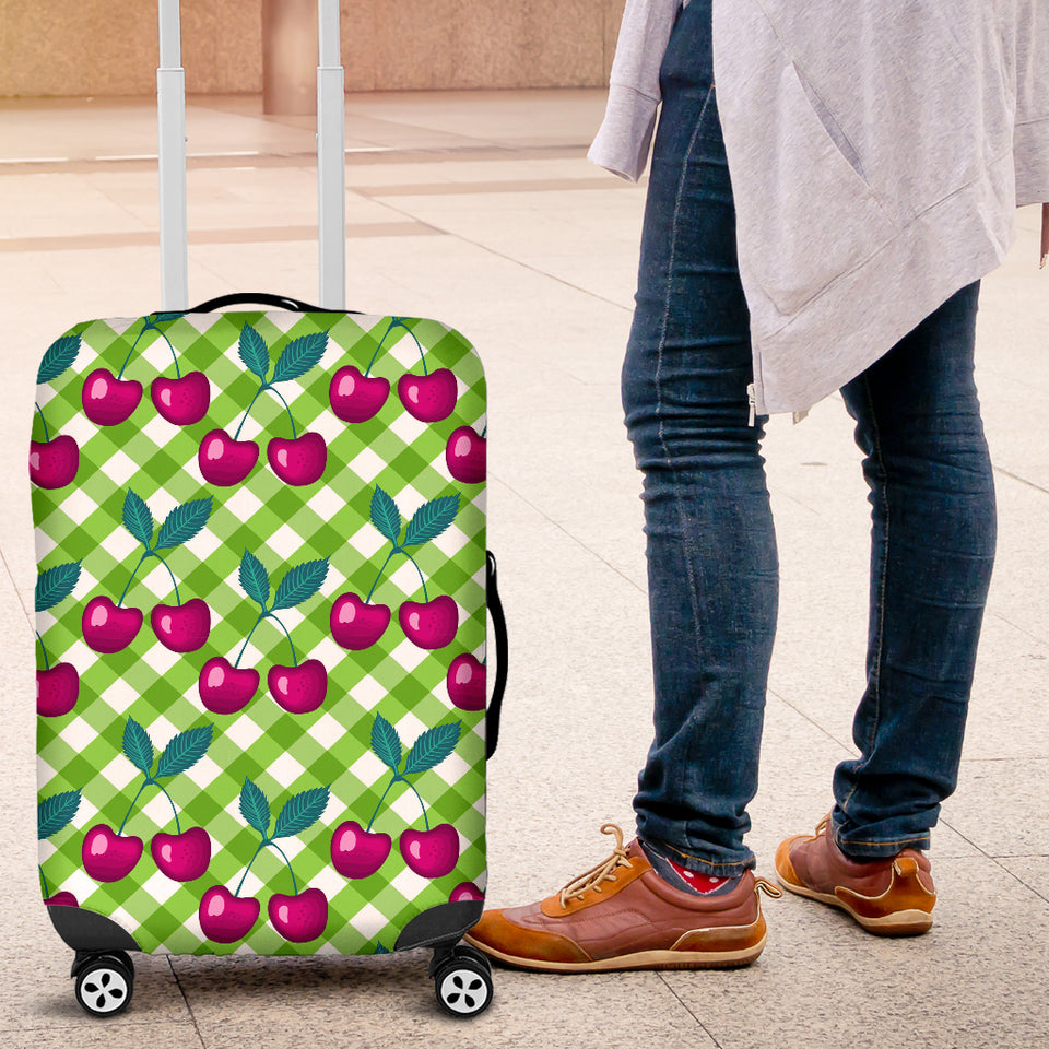 Cherry Pattern Green Background Luggage Covers