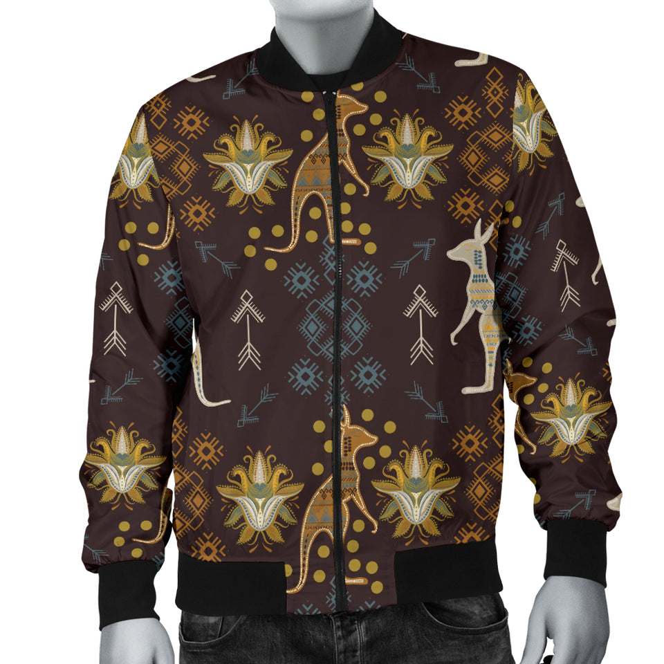 Kangaroo Aboriginal Theme Pattern  Men Bomber Jacket