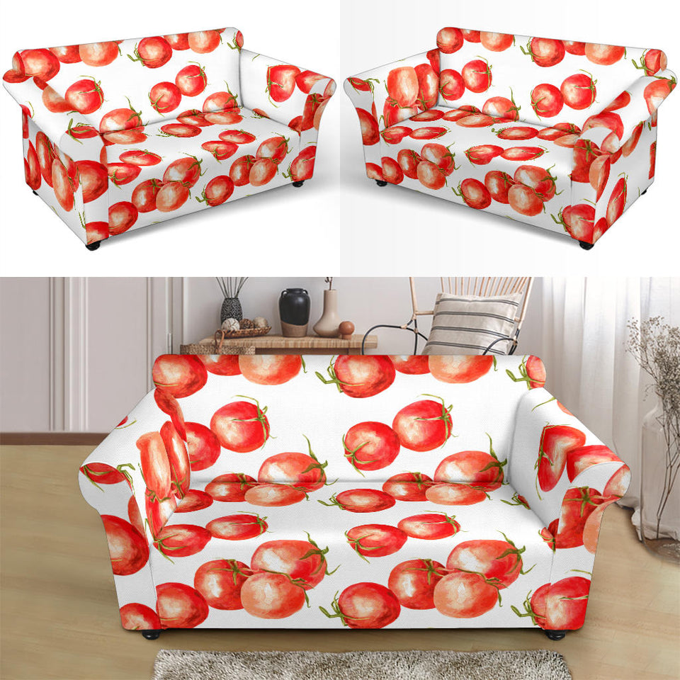 Tomato Water Color Pattern Loveseat Couch Slipcover