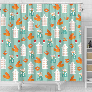 Windmill Pattern Theme Shower Curtain Fulfilled In US