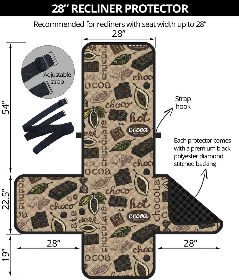 Cocoa Chocolate Pattern Recliner Cover Protector