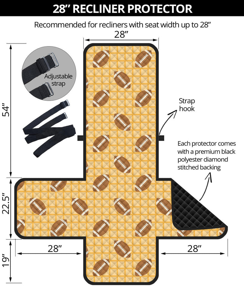 American Football Ball Pattern Yellow Background Recliner Cover Protector