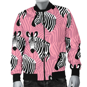 Zebra Head Pattern Men Bomber Jacket
