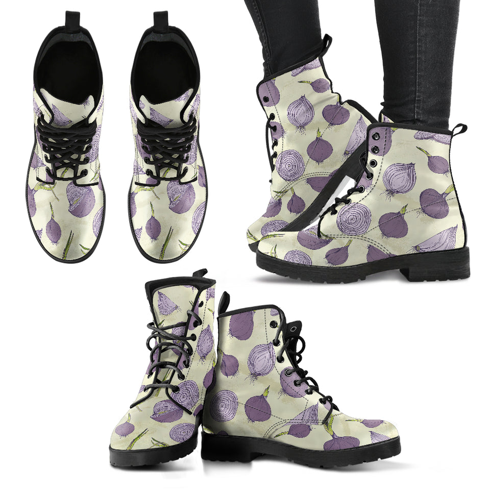 Onion Pattern Set Leather Boots