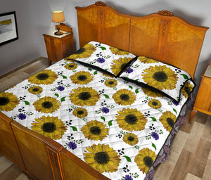 Sunflower Pattern Background Quilt Bed Set