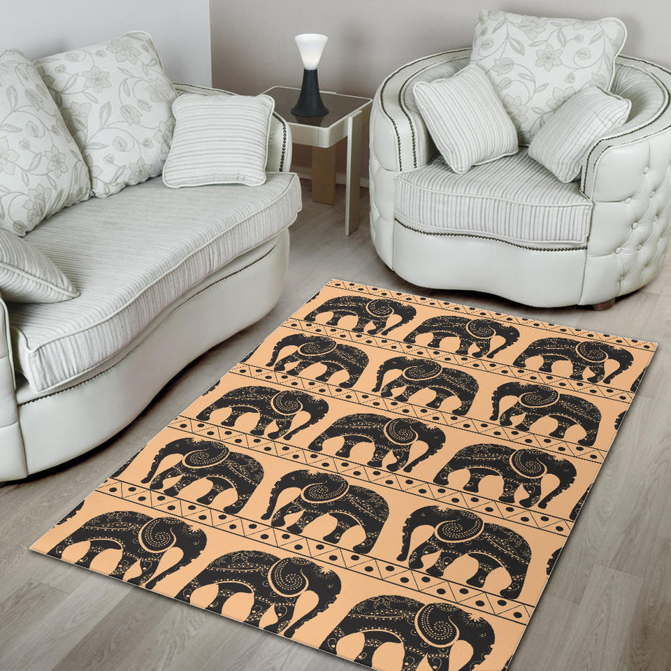 Elephant Pattern Ethnic Motifs Area Rug