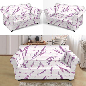 Lavender Pattern Stripe Background Loveseat Couch Slipcover