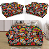 Suger Skull Pattern Background Loveseat Couch Slipcover