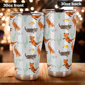 Swimming Fish Otter Pattern Tumbler