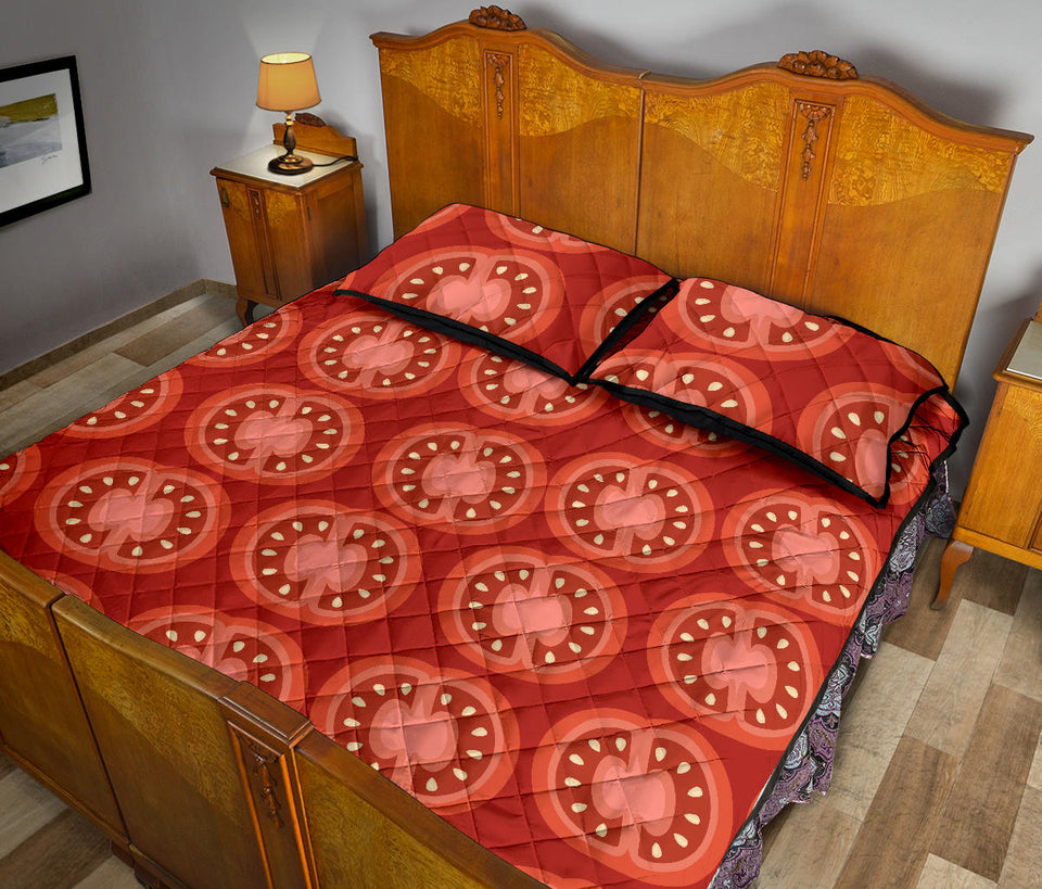 Sliced Tomato Pattern Quilt Bed Set